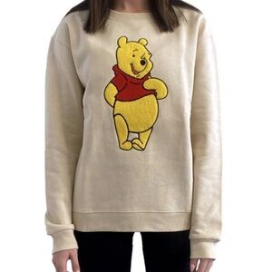Disney Chenille Patch Winnie the Pooh Super Soft Sweatshirt Cream Medium